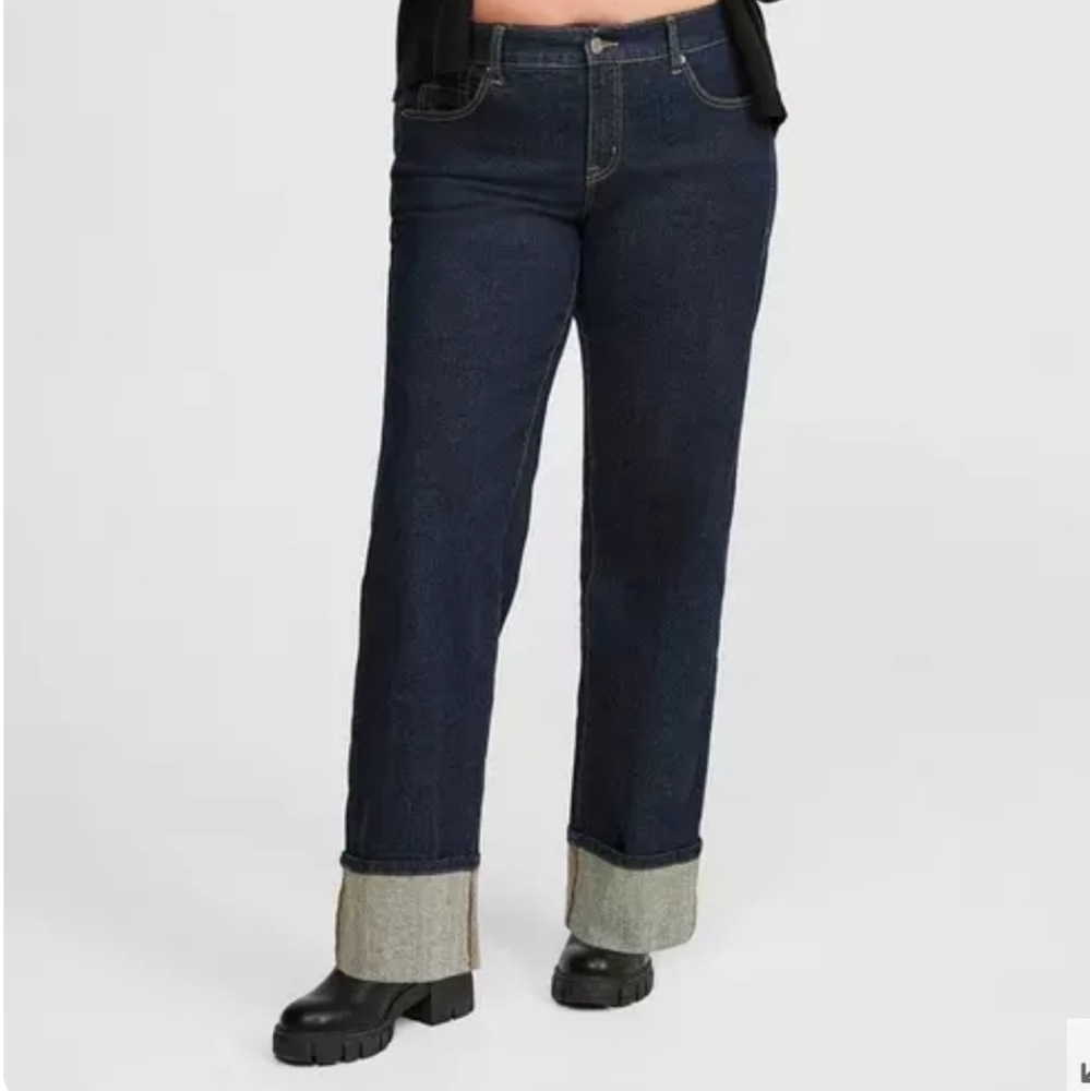 Torrid Size 30 Short Dark Blue Wide Leg Vintage Stretch Jeans